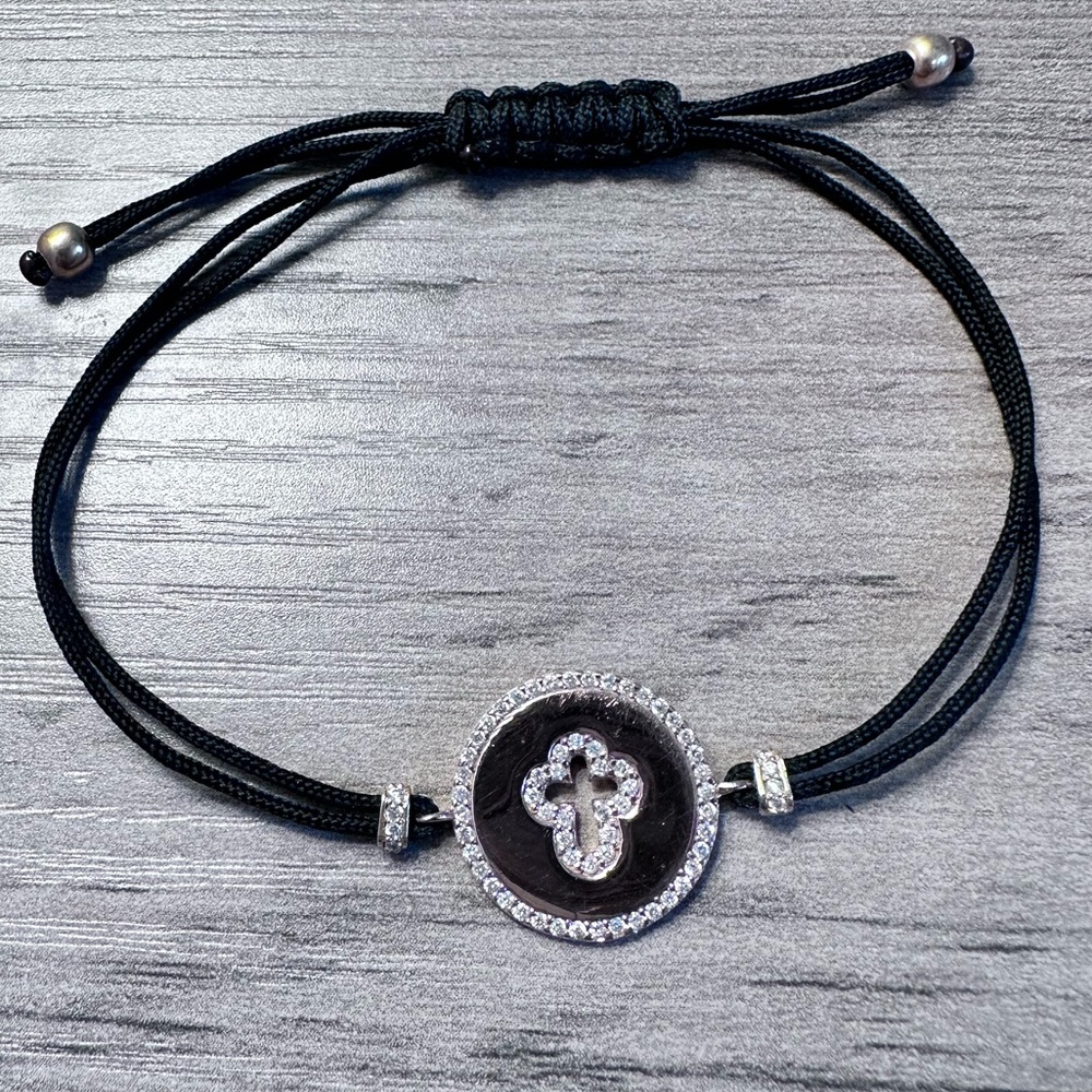 Diamond 18k Rose Gold Cross Adjustable Bracelet